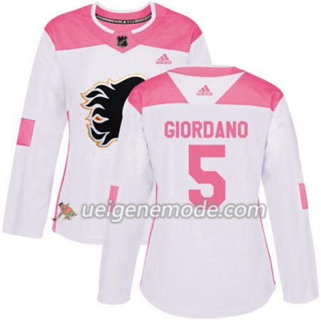 Dame Eishockey Calgary Flames Trikot Mark Giordano 5 Adidas 2017-2018 Weiß Pink Fashion Authentic